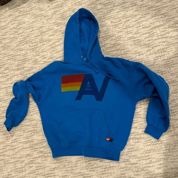 Brand New! Aviator Nation, LOGO PULLOVER RELAXED HOODIE - ADVENTURE BLUE, XS - Picture 2 of 4